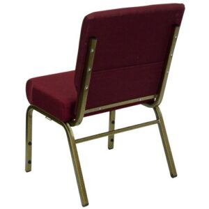 Flash Furniture HERCULES Series 21''W Stacking Church Chair in Burgundy Fabric - Gold Vein Frame