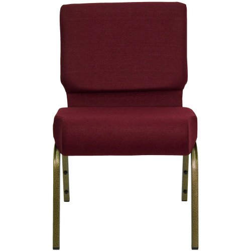 Flash Furniture HERCULES Series 21''W Stacking Church Chair in Burgundy Fabric - Gold Vein Frame