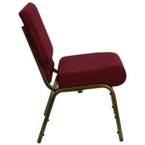 Flash Furniture HERCULES Series 21''W Stacking Church Chair in Burgundy Fabric - Gold Vein Frame