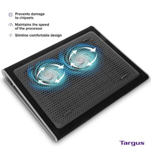 Targus 17 inch Dual Fan Lap Chill Mat - Soft Neoprene Laptop Cooling Pad, Heat Protection/Dispersion Laptop Cooler/Fan, USB-A Connection, Black