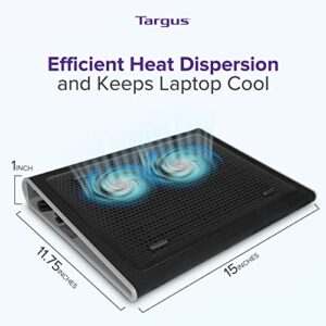 Targus 17 inch Dual Fan Lap Chill Mat - Soft Neoprene Laptop Cooling Pad, Heat Protection/Dispersion Laptop Cooler/Fan, USB-A Connection, Black