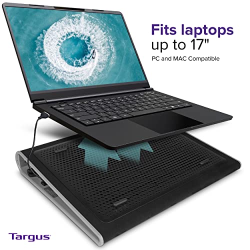 Targus 17 inch Dual Fan Lap Chill Mat - Soft Neoprene Laptop Cooling Pad, Heat Protection/Dispersion Laptop Cooler/Fan, USB-A Connection, Black