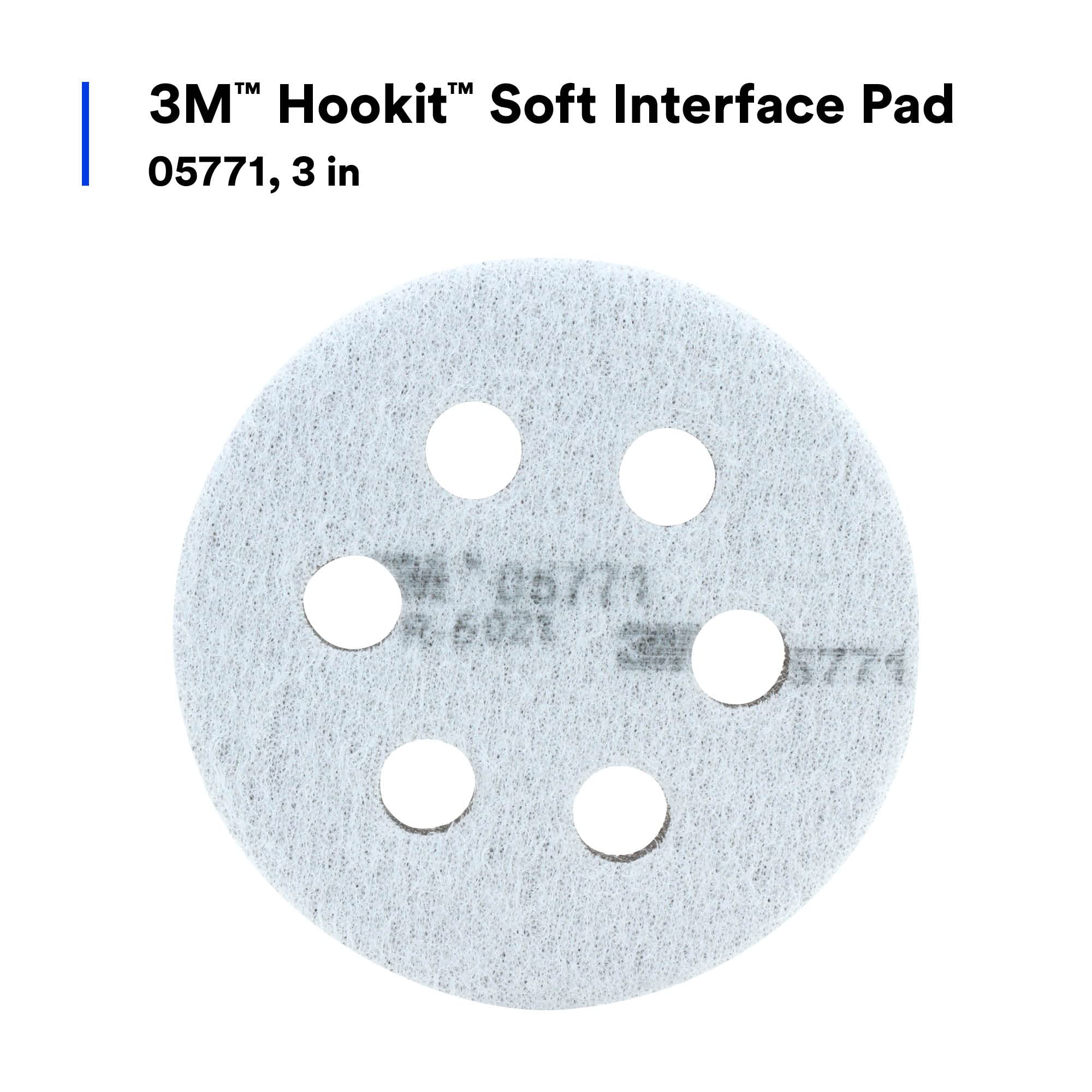 3M Hookit Soft Interface Pad 05771, 3 in, Foam, Quick Change, Soft Pad for Autobody Sanding