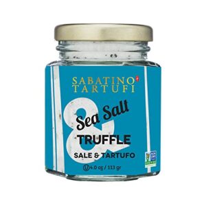 sabatino tartufi truffle salt seasoning, all natural gourmet truffle salt, sicilian sea salt,kosher, non-gmo project certified, 4 oz