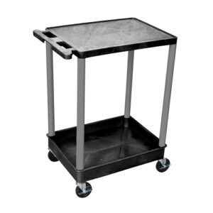 h wilson stc21-b stc series 18 x 24 inch 2-shelf utility cart, black