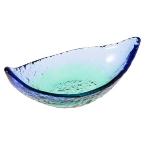 toyo sasaki glass wa3305 small bowl, blue/green, approx. 4.7 x 2.4 x 2.0 inches (12 x 6 x 5 cm), coral sea, boat shape, made in japan