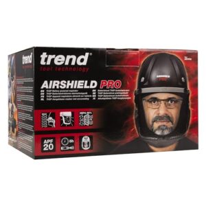 Trend Airshield Pro Full Faceshield, Dust Protector, Battery Powered Air Circulating Mask for Woodworking, AIR/PRO