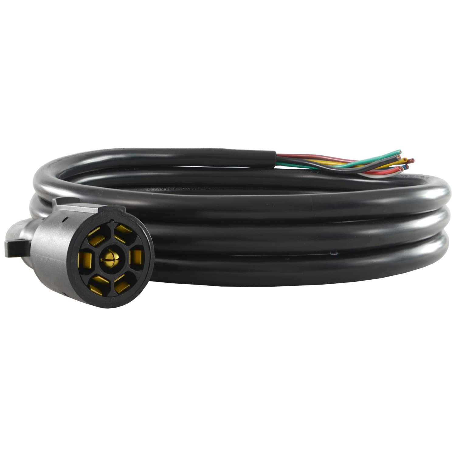 Conntek 10110-072 ROJ Black 7 Way Plug Inline Trailer Cord (6-Feet)