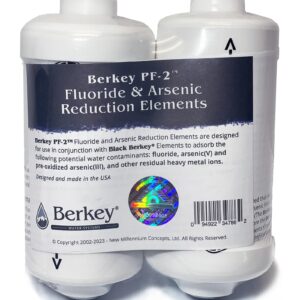 Set of 2 Berkey Authentic Black Berkey Elements (BB9-2) and 2 Berkey PF-2 Fluoride and Arsenic Reduction Elements - Combo Pack