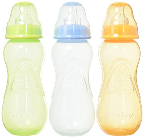 Nuby No-Drip Tinted Bottle 3Pk 10 Ounce - Assorted Colors