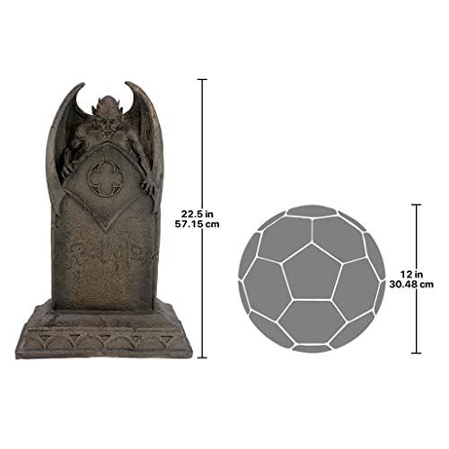 Design Toscano DB160282 The Vampire Demon Halloween Tombstone Gothic Decor Garden Graveyard Statue, 22 Inch, Greystone