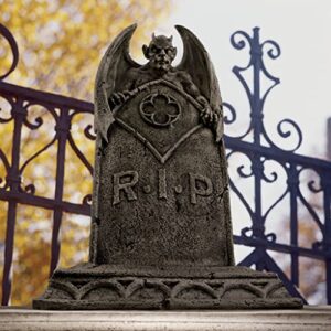 design toscano db160282 the vampire demon halloween tombstone gothic decor garden graveyard statue, 22 inch, greystone