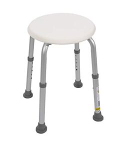 essential medical supply round bath stool for compact showers and tubs, height adjustable, white