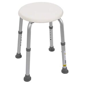 Essential Medical Supply Round Bath Stool for Compact Showers and Tubs, Height Adjustable, White