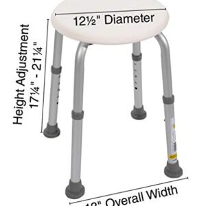 Essential Medical Supply Round Bath Stool for Compact Showers and Tubs, Height Adjustable, White