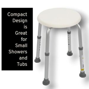 Essential Medical Supply Round Bath Stool for Compact Showers and Tubs, Height Adjustable, White