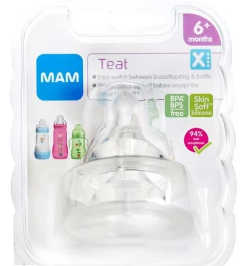 Mam Cross Cut Bottle Teats for Use with Mam Bottles (2-Pack)