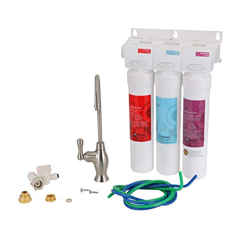 Watts Premier WP531130 Pure UF-3 Three-Stage Water Filtration System with Top Mount Twist Faucet, Brushed Nickel