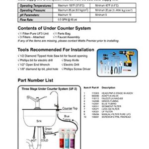 Watts Premier WP531130 Pure UF-3 Three-Stage Water Filtration System with Top Mount Twist Faucet, Brushed Nickel