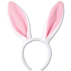 soft-touch bunny ears (white & pink) party accessory (1 count) (1/pkg)