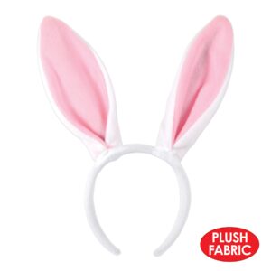 Soft-Touch Bunny Ears (white & pink) Party Accessory (1 count) (1/Pkg)