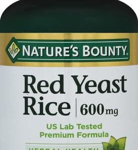 Nature's Bounty Red Yeast Rice Pills and Herbal Health Supplement, Dietary Additive, 600mg, 120 Capsules