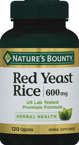 Nature's Bounty Red Yeast Rice Pills and Herbal Health Supplement, Dietary Additive, 600mg, 120 Capsules