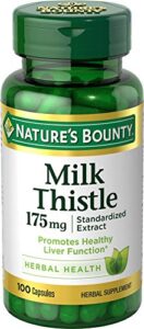 nature's bounty milk thistle, herbal health supplement, supports liver health, 175mg, 100 softgels