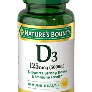 Nature's Bounty Vitamin D3, Immune and Bone Support, 5000IU, Rapid Release Softgels, 150 Ct