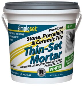 simple set sttsw1-2 1 gallon white pre-mixed tile & stone thin-set mortar