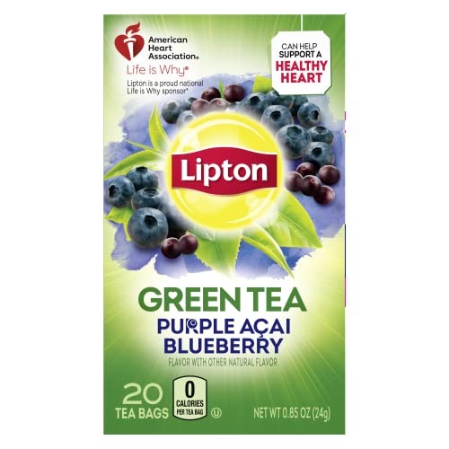 Lipton Green Tea Bags, Purple Acai, Blueberry, 20 Count (Pack of 6)