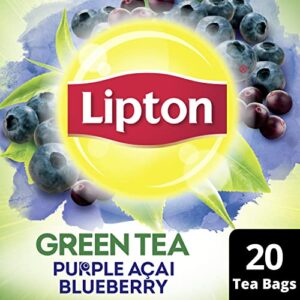 Lipton Green Tea Bags, Purple Acai, Blueberry, 20 Count (Pack of 6)
