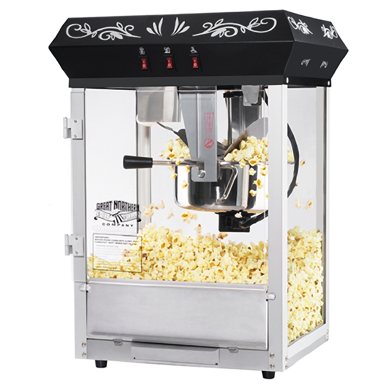 Great Northern Popcorn Black 8 oz. Ounce Foundation Movie Theater Style Popcorn Machine Top