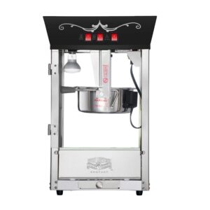 Matinee Popcorn Machine - 8oz Popper with Stainless-Steel Kettle, Reject Kernel Tray, Warming Light, and Accessories by Great Northern Popcorn (Black)