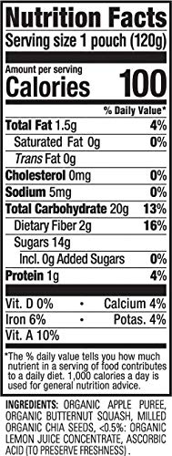 Happy Tot Organic Stage 4 Super Foods Apples & Butternut Squash + Super Chia, 4.22 Ounce Pouch (Pack of 16) (Packaging May Vary)