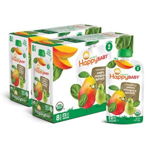 happy baby organics stage 2 baby food, spinach mango and pear, 4 ounce (pack of 16)
