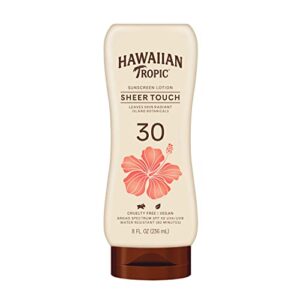 hawaiian tropic sheer touch ultra radiance lotion sunscreen spf 30, 8oz | hawaiian tropic sunscreen spf 30, sunblock, broad spectrum sunscreen, oxybenzone free sunscreen, body sunscreen, 8oz