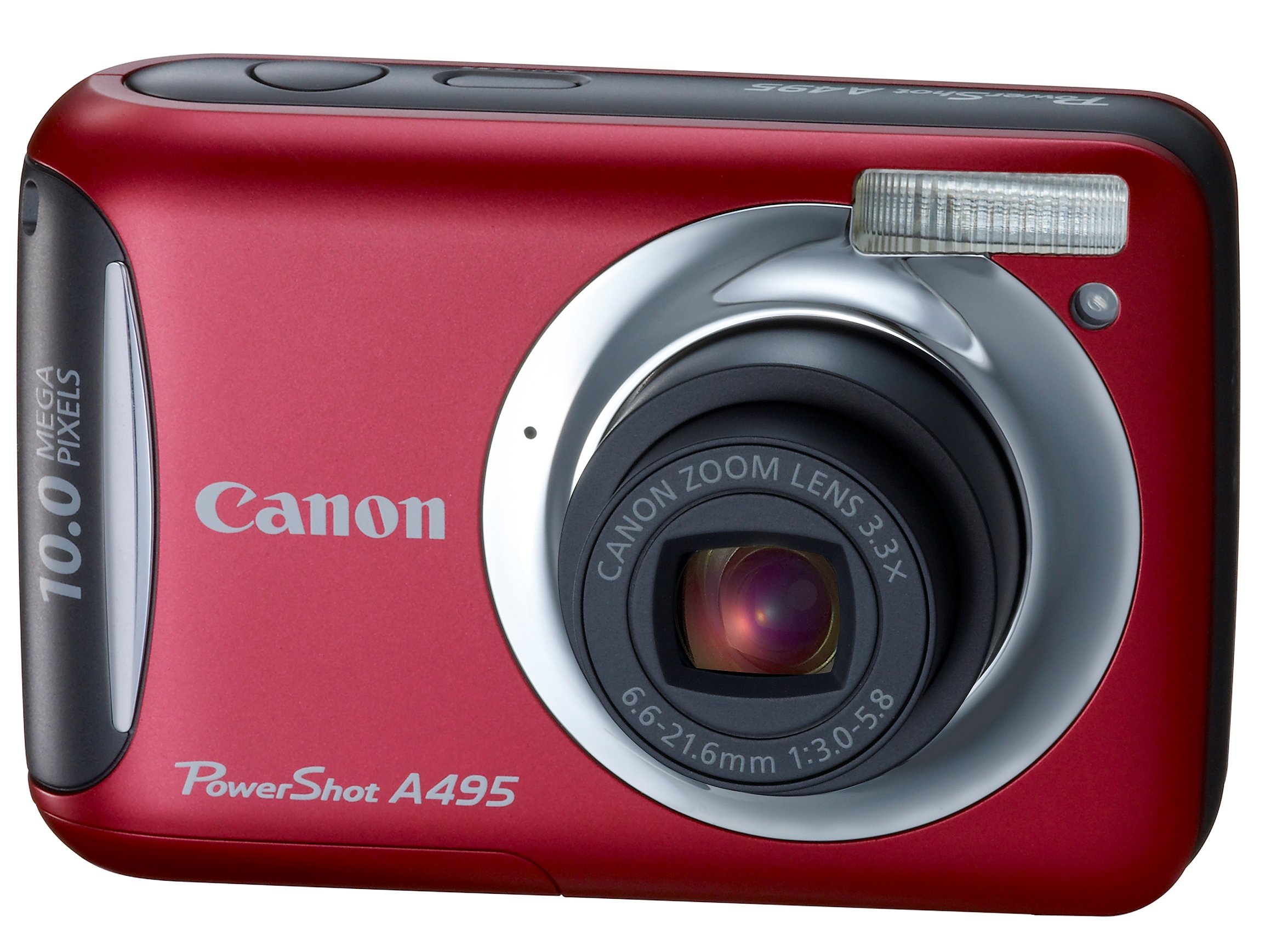 Canon PowerShot A495 10.0 MP Digital Camera with 3.3x Optical Zoom and 2.5-Inch LCD (Red)