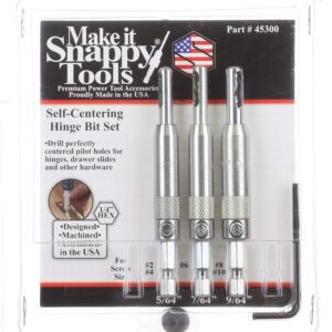 Set of 3 Snappy Tools Hinge Bits - 5/64", 7/64", 9/64" Spring Loaded Self Centering. Made In The USA.