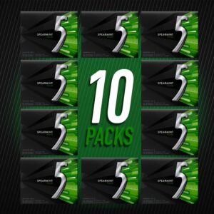 5 Gum Spearmint Rain Sugar Free Chewing Gum Bulk, 15 Stick Box (Pack of 10)