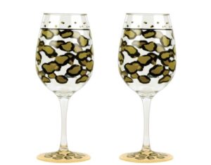 c.r. gibson lolita love my party leopard 10-ounce acrylic wine glasses, set of 2