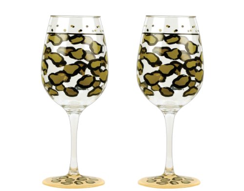 C.R. Gibson Lolita Love My Party Leopard 10-Ounce Acrylic Wine Glasses, Set of 2