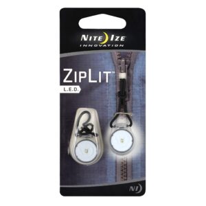nite ize ziplit led zipper pull, led light with pull cord for easy attachment to zippers, white led