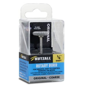 Kutzall Original Rotor Saw Burr, 1⁄8" Shaft, Coarse - Woodworking Attachment for Dremel, Foredom, DeWalt, Milwaukee, Makita. Abrasive Tungsten Carbide, 3⁄4" (19mm) Dia. X 1⁄8" (3.1mm) Length, RS-34-E