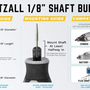 Kutzall Original Taper Rotary Burr, 1⁄8" Shaft, Coarse - Woodworking Attachment for Dremel, Foredom, DeWalt, Milwaukee. Abrasive Tungsten Carbide, 1⁄8" (3.1mm) Head Dia. X 7⁄8" (22.2mm) Length, T-18-E