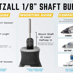 Kutzall Original Ball Nose Rotary Burr, 1⁄8" Shaft, Fine - Woodworking Attachment for Dremel, Foredom, DeWalt, Milwaukee. Abrasive Tungsten Carbide, 1⁄8" (3.1mm) Dia. X 7⁄8" (22.2mm) Length, BN-18-EG