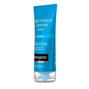 Neutrogena Hydrating Eye Makeup Remover Lotion, Gentle Daily Makeup Remover with Skin-Soothing Aloe and Cucumber Extracts to Remove Even Waterproof Mascara, Fragrance-Free, 3 oz