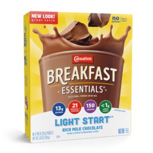 carnation breakfast essentials light start oral supplement chocolate 0.705 oz. packet 64 ct