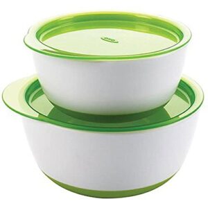 oxo tot small & large bowl set with snap on lids - green
