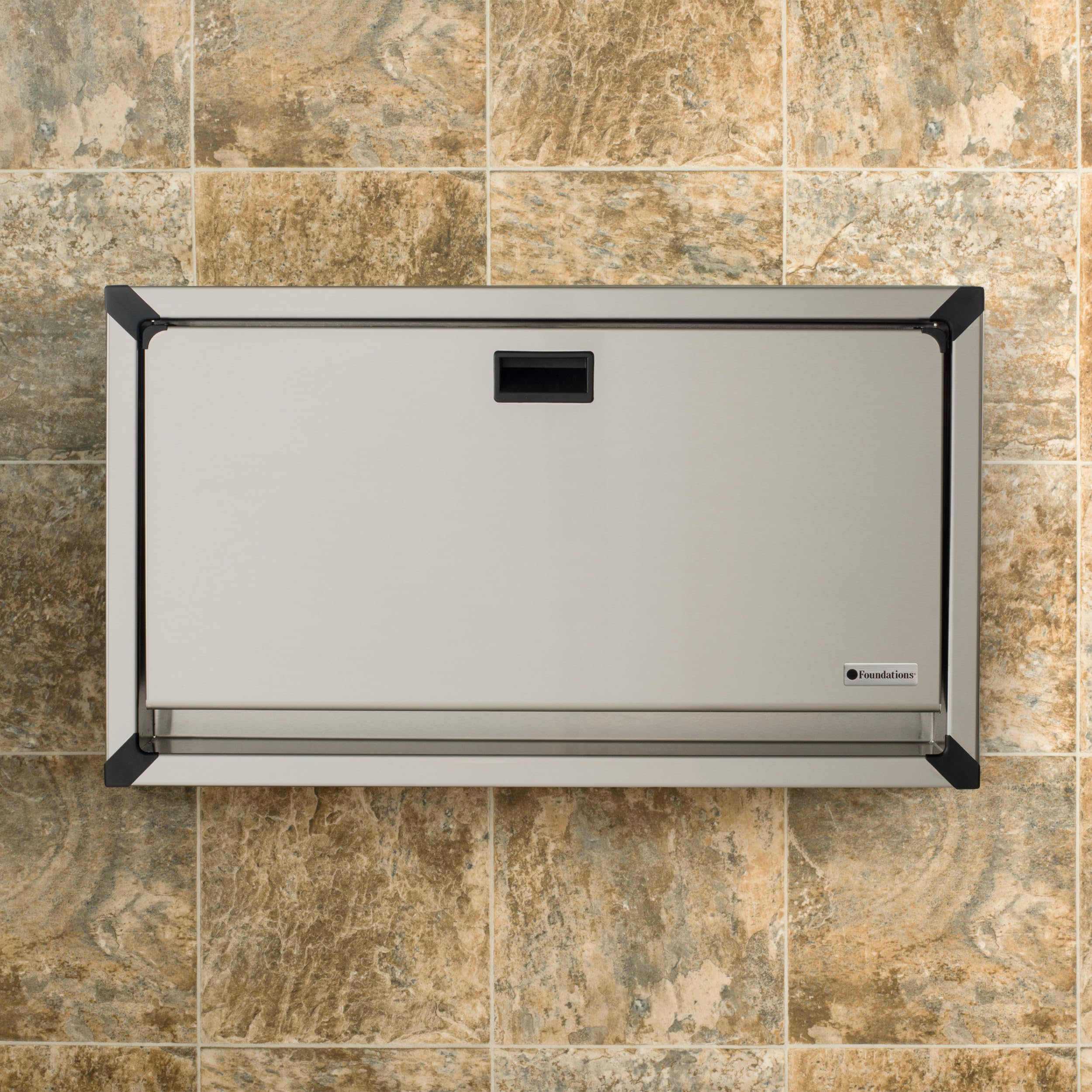 Foundations 100SSC-SM Horizontal Surface-Mounted Baby Changing Station for Commercial Restrooms, Durable Stainless Steel Design, Easy to Clean & Install, Meets All Safety Standards, Made in The USA